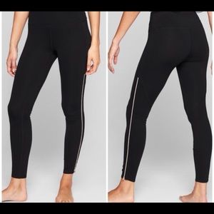 Athleta Chaturanga Copper Rose Gold Zip Leggings